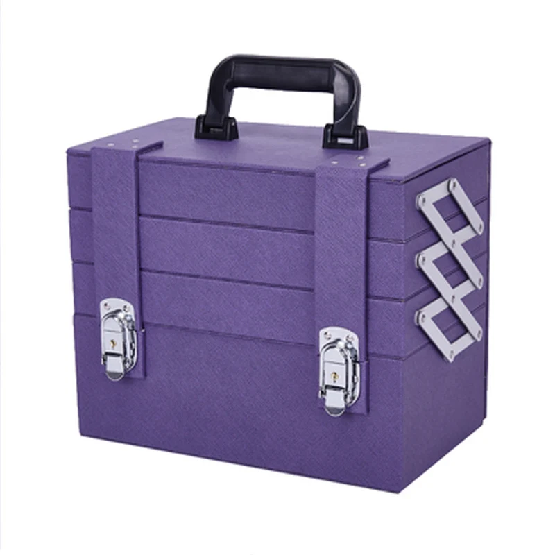 New hot Women Retro Cosmetic case,lady Nails Makeup Toolbox,Foldable Beauty Box Luggage Suitcase,girls cute pink Tattoo hangbag