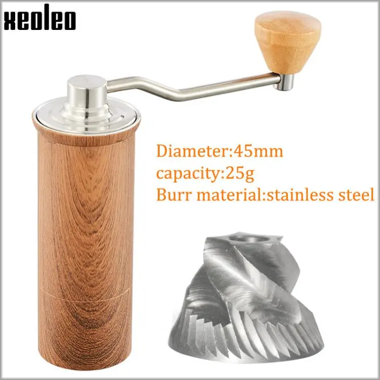 Online XEOLEO molinillo de Café Manual 45MM molino de café de aluminio negro marrón plata oro 15g Mini máquina café portátil