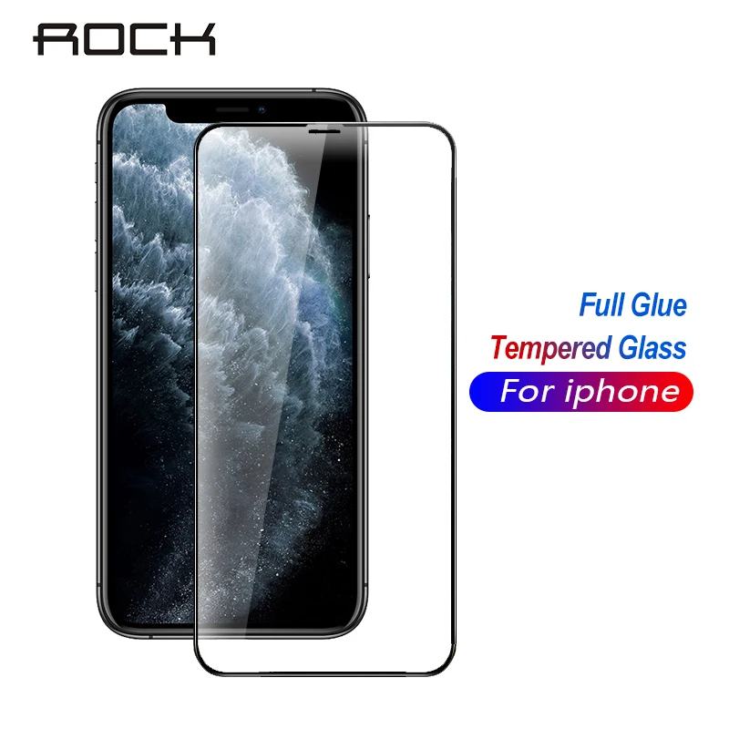 Rock Full Glue закаленное стекло для iphone 11 Pro Max защита экрана Защитное 7 8 Plus X XS XR +
