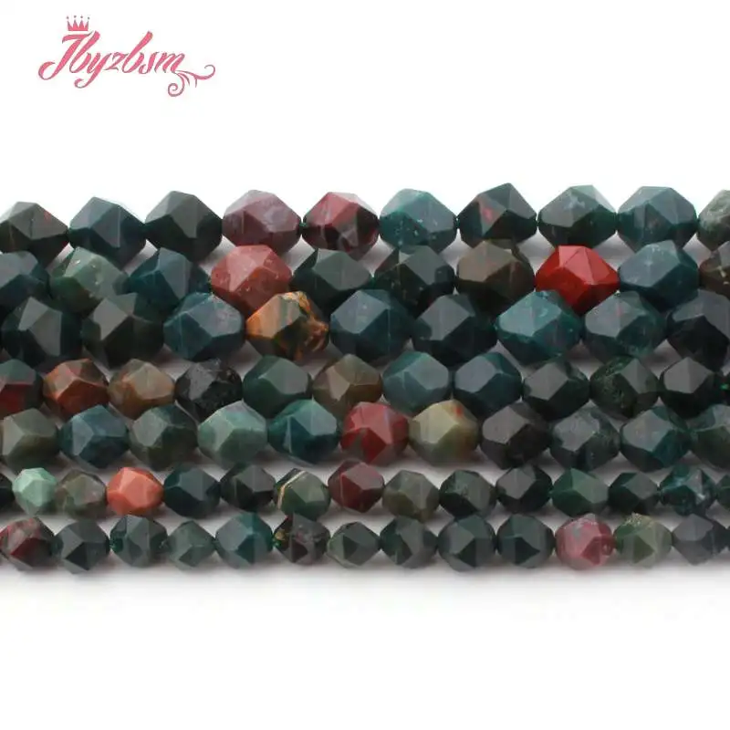 

Natural6/8/10MM Bloodstone Heliotrope Faceted Stone Beads for DIY Accessories Charm Necklace Bracelets Jewelry Making 15"