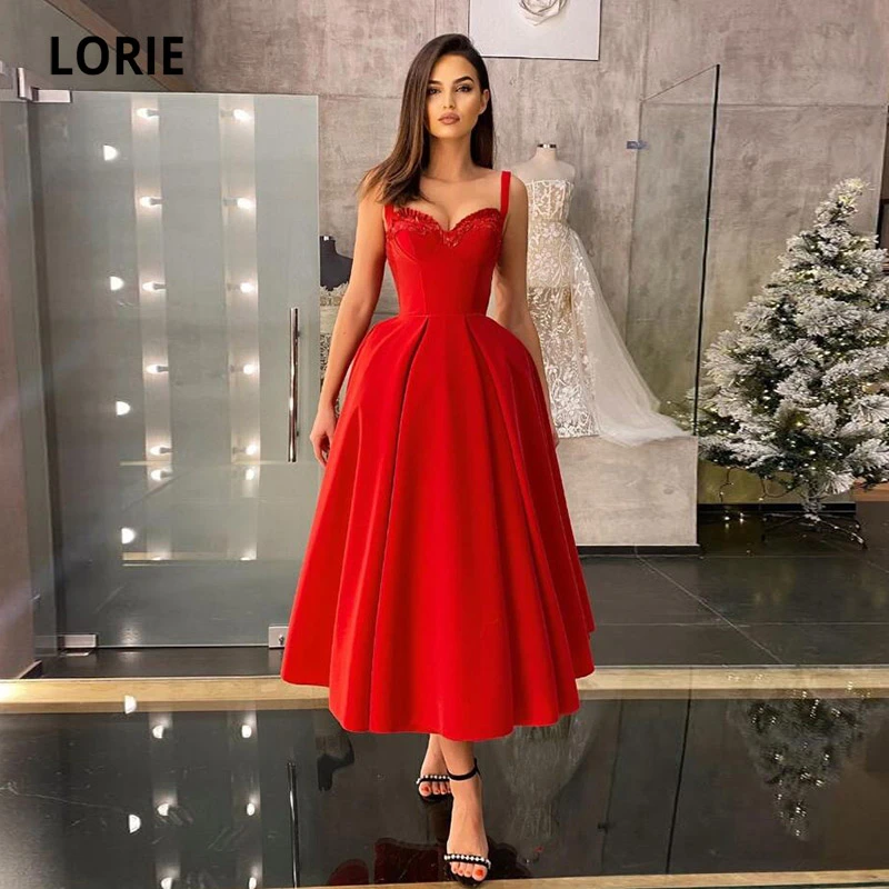 LORIE Vestidos Rojos de para graduación, vestido de noche árabe con escote Corazón, línea A, longitud de té, 2021|Vestidos de graduación| AliExpress