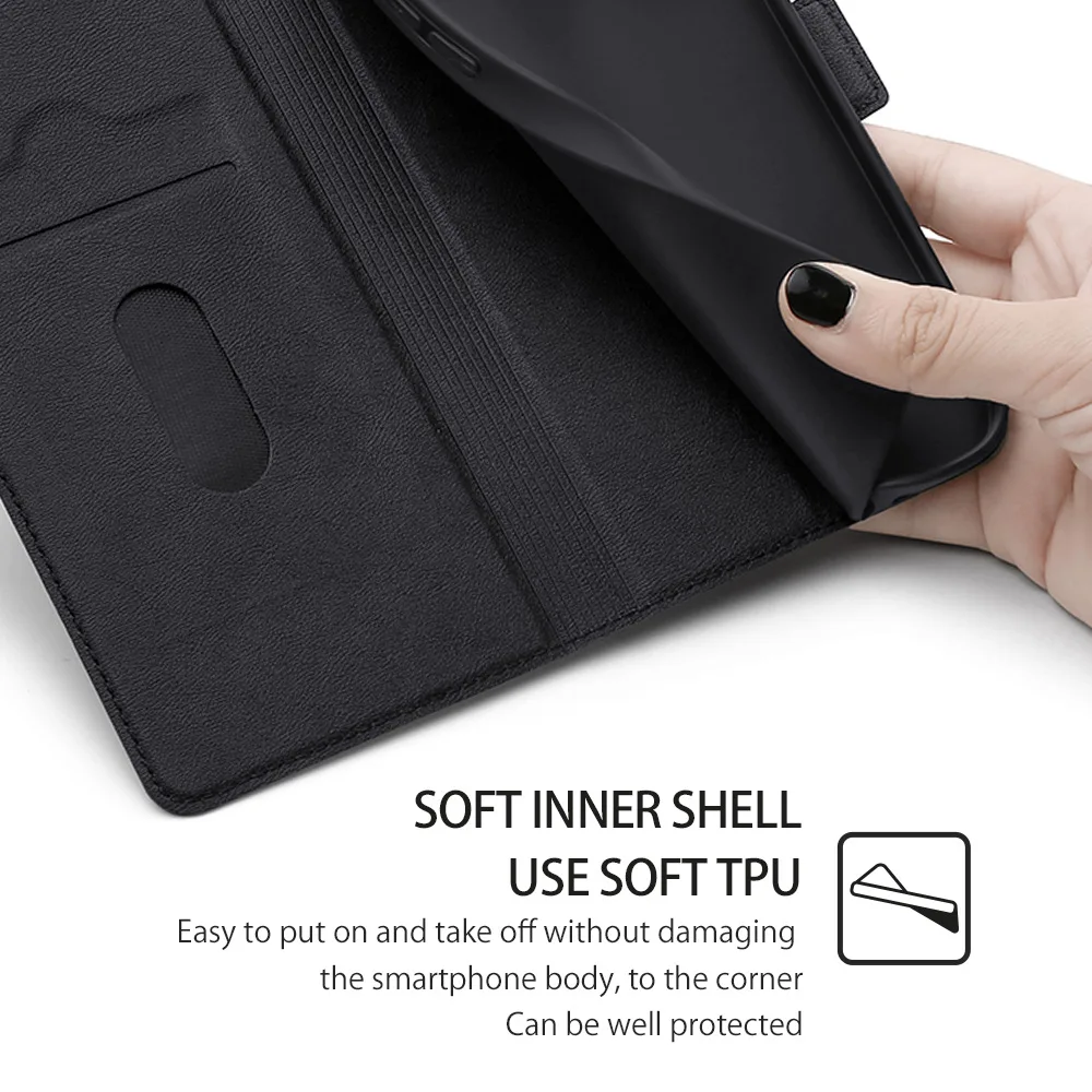 Leather Flip Wallet Phone Case with Magnetic Closure