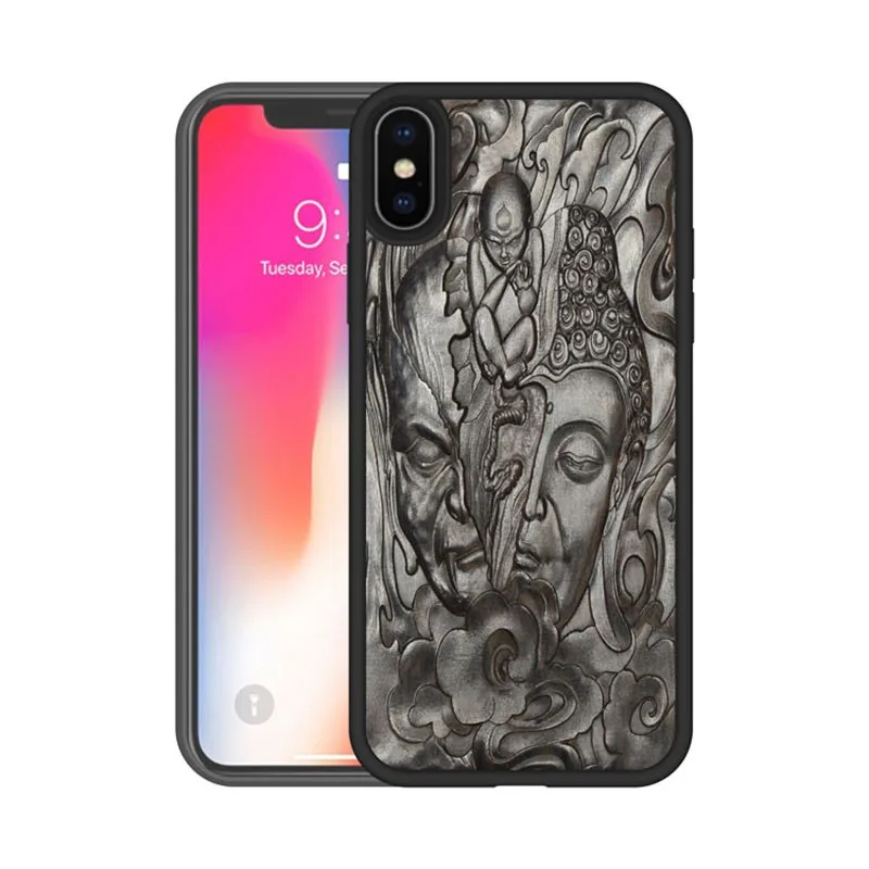 Роскошные 3D резного дерева XR чехол для iPhone 7 Чехол высокого класса Эбеновое дерево+ рамка TPU чехол, чехол для iPhone 6, 6s 7 8 Plus X Xs чехол для MAX XR