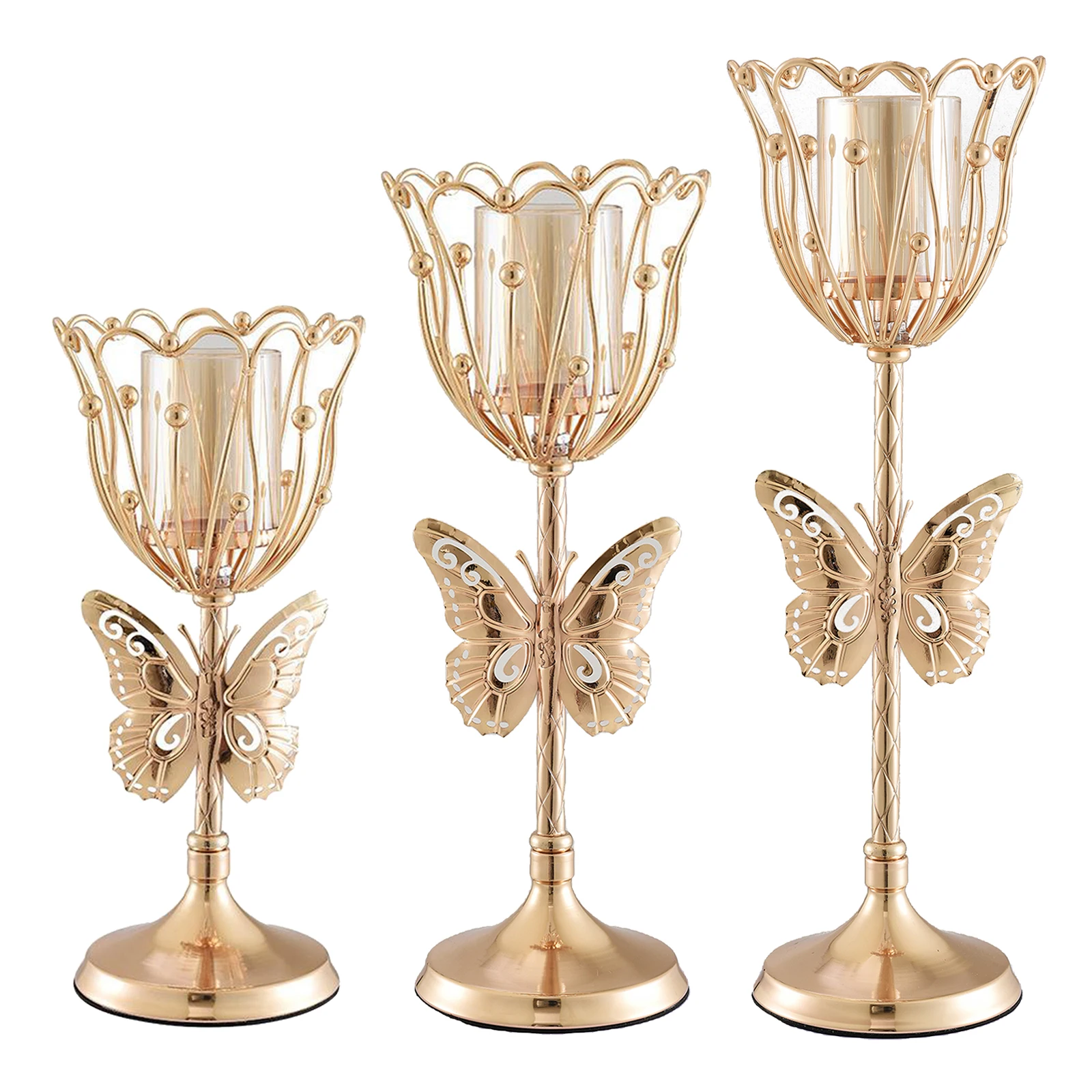 Gold Candle Holder Stand Christmas Decor Candlestick Church Home Restaurants