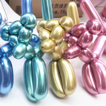 

100pcs Metallic Magic Long balloons Strip Ballon Birthday Party Wedding Decorations Shiny Chrome Tying Twist latex Balloon 1.8g