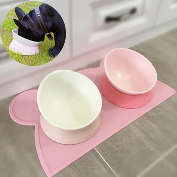 

Bulldog Bowl Anti-Slip Dog Cat Dish Detachable Rubber Dog Bowl Pet Sterile Tilted Pet Feeder Slope Base