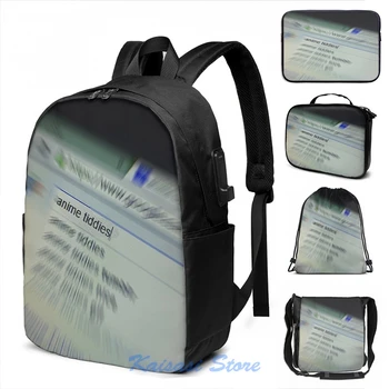 

Funny Graphic print Anime Tiddies USB Charge Backpack men School bags Women bag Travel laptop bag