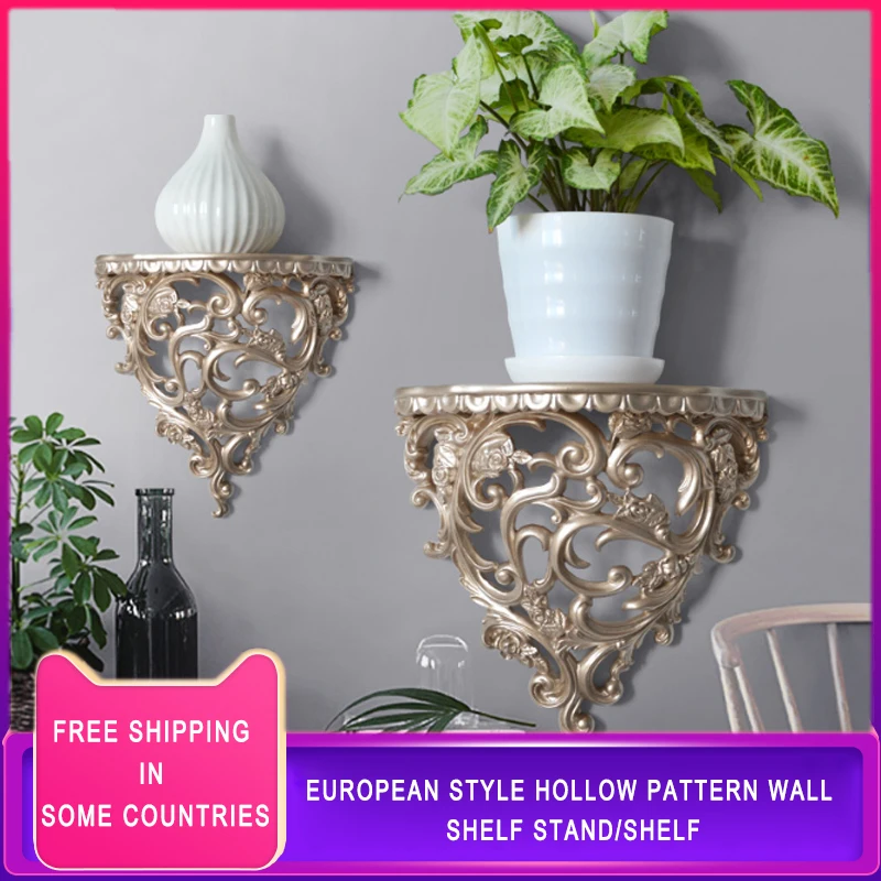 

European style creative wall mounted resin three dimensional shelves partition shelves for room wall decorations TV Furnishing