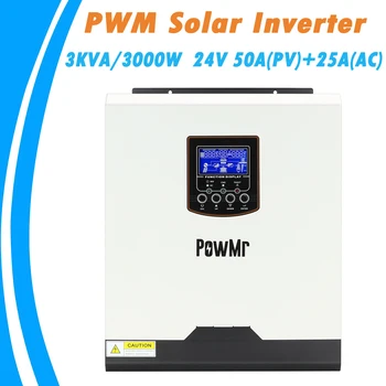 

PowMr 3KVA Solar Inverter Hybrid 24V 220V Pure Sine Wave Off Grid Inverter with 5A AC Charger PWM 50A Solar Charger for PV 80V