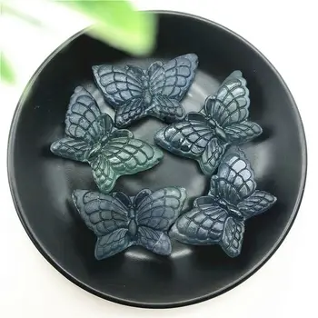

Hand Carved Natural Blue Fluorite Quartz Rock Crystal Animals Butterfly Healing Natural Stones and Minerals