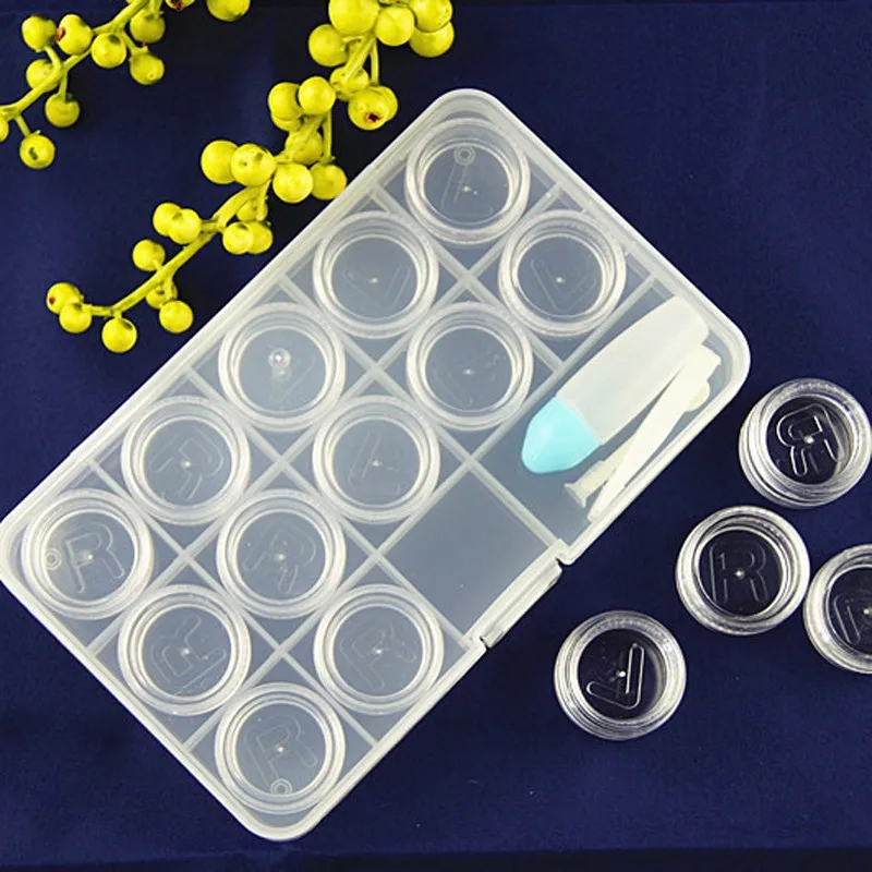 Mini Contact Lens Case Travel Kit Mirror Lenses Box Container Tweezers 1 Set