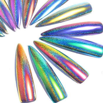 

0.2g/Jar Laser Peacock Chameleon Glitter Powder for a Manicure Mirror Holographic Nail glitter Pigment 12Colors powder Decoratio