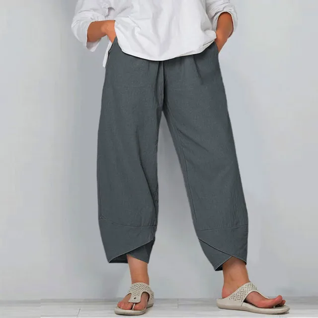Women Casual Harem Pants Solid Color 
