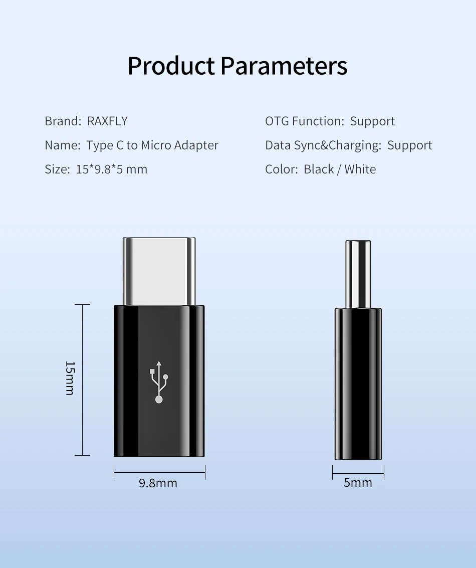 USB raxfly C адаптер типа OTG C к Micro USB зарядное устройство конвертер для Macbook Xiaomi samsung Galaxy huawei Тип C USB OTG адаптер