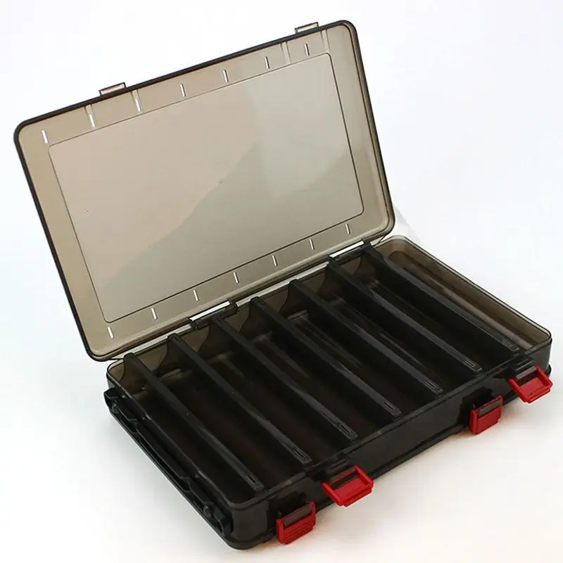 

Fishing Double-side Bait Box PP 18.5x27.5x5cm 14 space Plastic Storage Box Wood Shrimp Box Fishing Lure Box