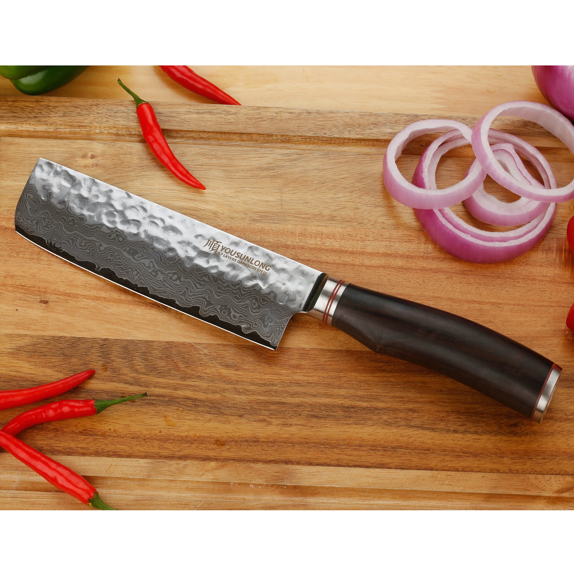 Youssunlong Nakiri 6 5 дюйма японская ручка Usuba VG10 из натурального черного дерева в Дамаске