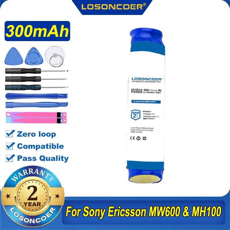 100% Оригинальный LOSONCOER 300mAh GP0836L17 HS-MW600 Аккумулятор для Sony Ericsson MW600 &amp MH100