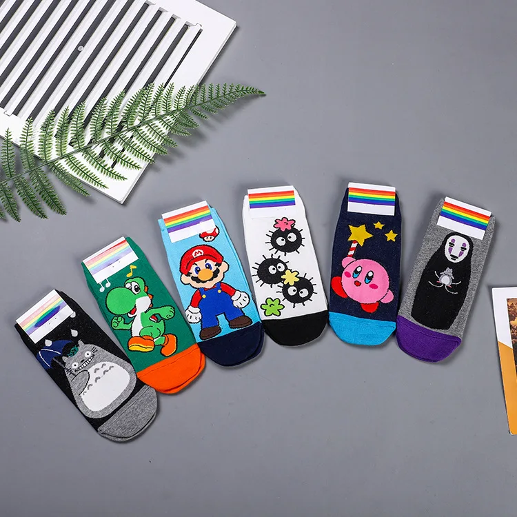 Cartoon Cat Cute Socks Women No Face Man Sock Totoro Funny Fashion Anime Spring Autumn Sweat Absorption Gray Classic Cotton Sock