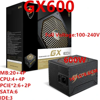 

New PSU For Cougar Brand Half Modular 80plus Gold Silent Power Supply for Video Games 600W Power Supply GX600