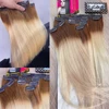 Doreen Full Head Brazilian Machine Made Remy Hair 120G T8/60 Ombre Blonde Natural Straight Clip In Human Hair Extensions ► Photo 3/6