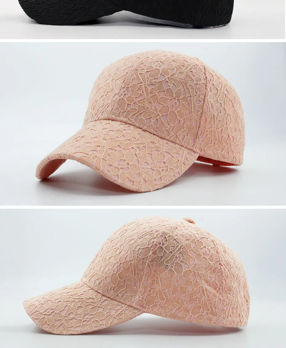 Женская летняя кепка-бейсболка кружевная тонкая бейсболка Snapback бейсболка s для женщин Спорт на открытом воздухе береты-кепки женская шапка