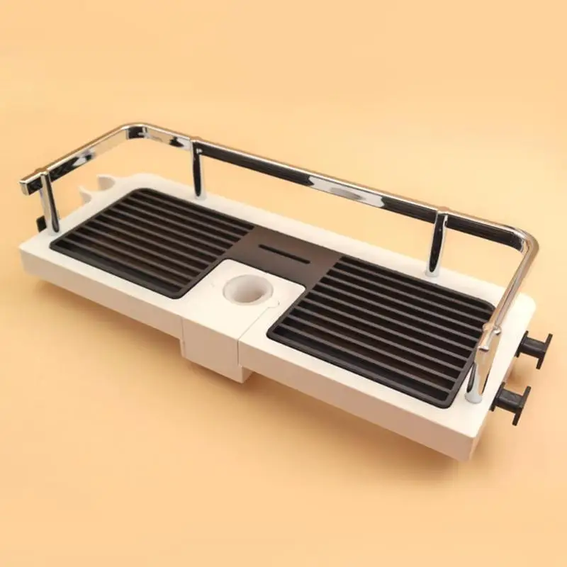 Bathroom Pole Shelf Shower Bath Storage Rack Soap Organizer Hollow Tray