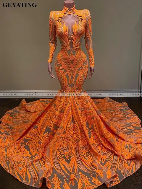 orange couture dress