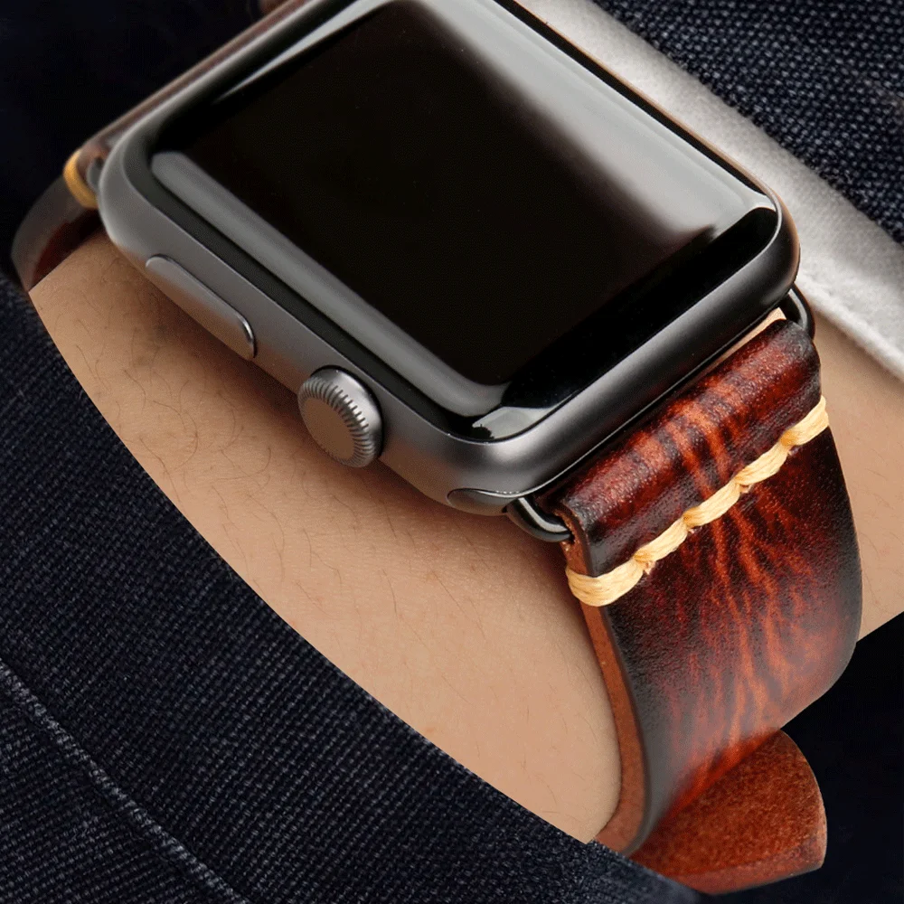 Кожаный ремешок для часов ручной работы ремешок для Apple Watch ремешок 44 мм 40 мм 42 м 38 мм серия 5 4 3 2 iWatch ремешок для часов