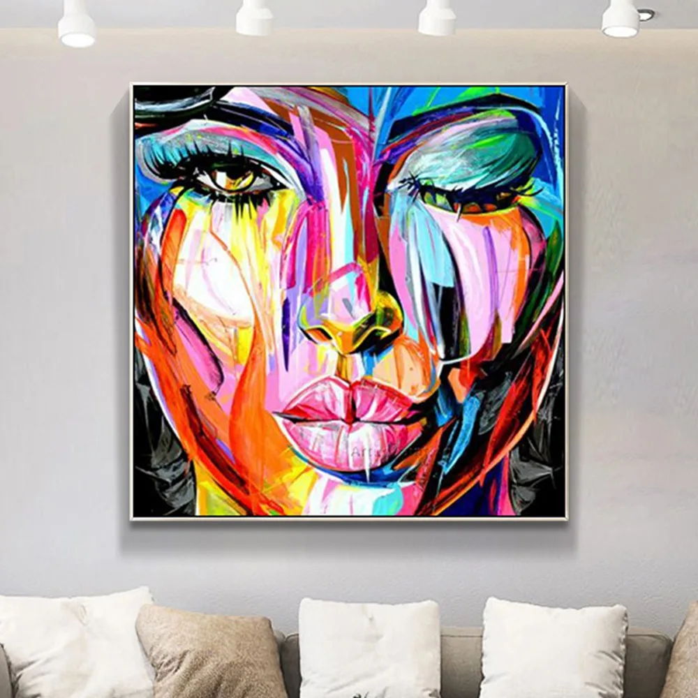 Франсуаза Nielly лицо картина маслом настенные художественные картины портрет Impasto рисунок палитра нож на холсте quadros caudros decoracion
