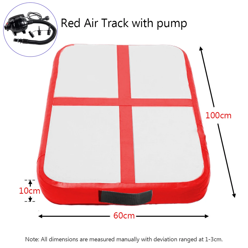 Надувной гимнастический коврик 100x60x10 см, надувной тренировочный матрас для занятий йогой в тренажерном зале, для Черлидинга, для детей, для дома/парка/пляжа - Цвет: 1M RED
