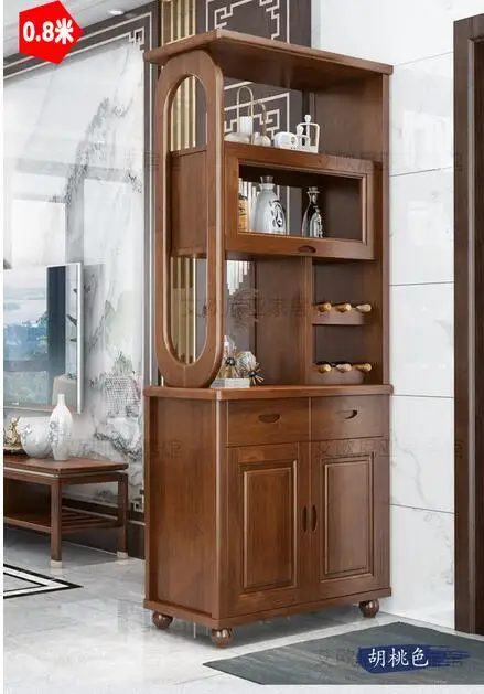 Partition cabinet porch modern Chinese double-sided solid wood wine cabinet close to the wall shoe lobby screen