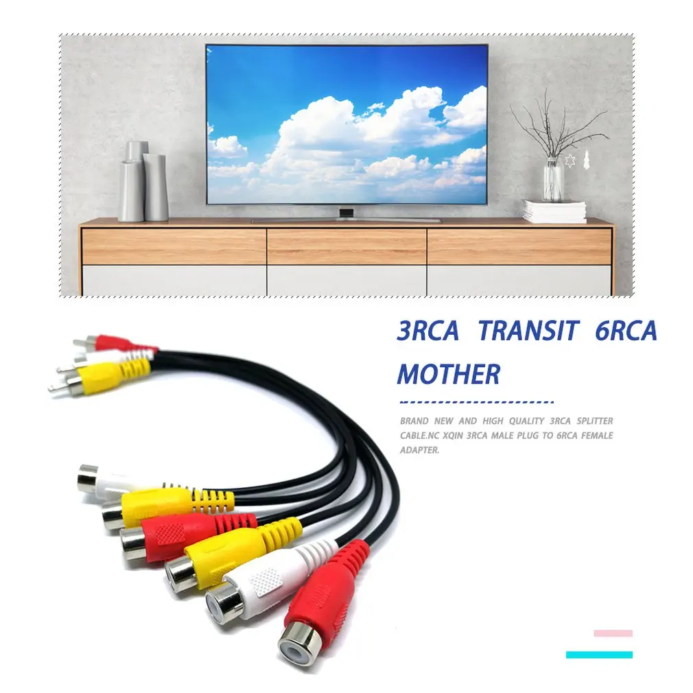 3RCA штекер 6RCA NC XQIN сплиттер Аудио ТВ DVD видео кабель адаптера AV| |