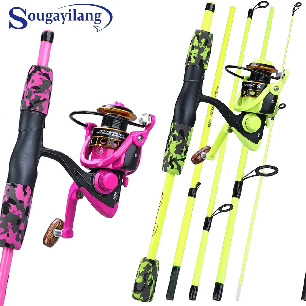 Sougayilang 1.70m Fishing Rod Combo Portable 5 Section Carbon Fiber and 1000-3000 Spinning Reel Tackle Set