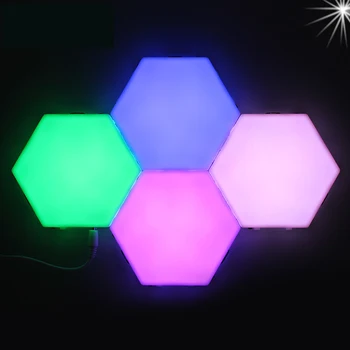 

10PC Colorful Quantum Lights Creative Geometry Assembly Smart Touch Sensitive LED Ambient Wall Lamp