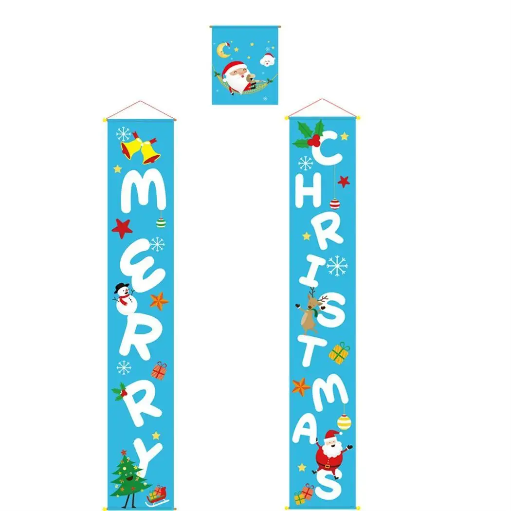 Christmas Banner Front Door Welcome Hanging Sign Red/Green/Blue Festival Party Set of (3Pcs) Decor | Дом и сад