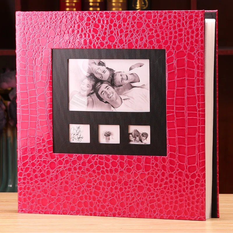 Фотоальбом кожаный чехол 6 дюймов пластик 6 дюймов 600 Карманы Кожа Семья Дети Рост альбом для вставки бесшвейное скрепление - Цвет: Stone texture Pink