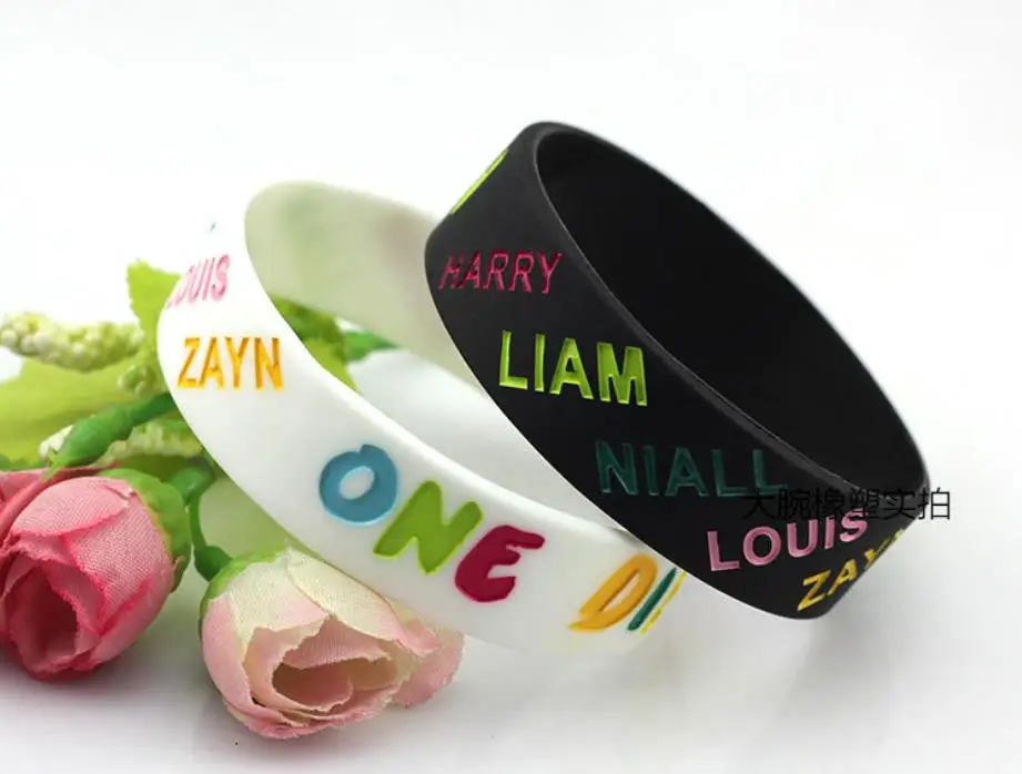 1D One Direction Name силиконовый браслет для мужчин и женщин для влюбленных студентов с музыкальными буквами удача группа напульсники Розничная и