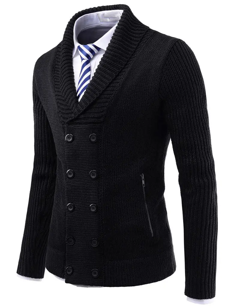 2019 Autumn New Wool Men Sweater Cardigans Winter Business Male Sweater Jacket Coat Men Shawl-Collar Raglan Sleeves Brand MuLS 13