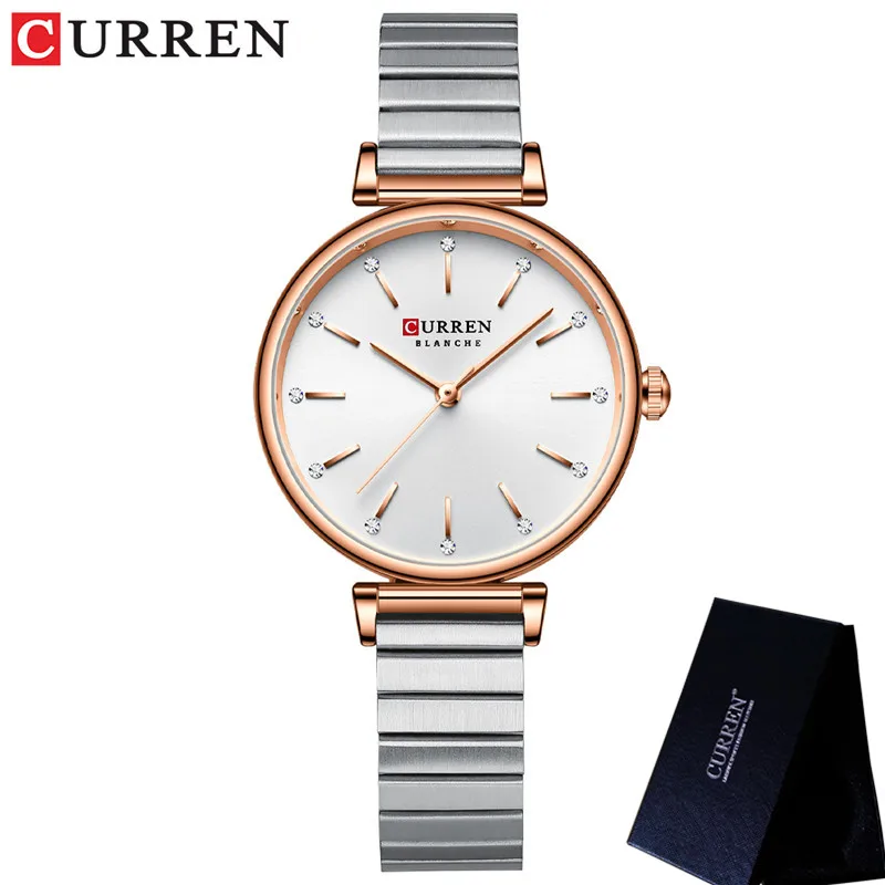 CURREN Women Watch Top Brand Luxury Gold Female Waterproof Clock Silver Stainless Steel Bracelet Simple Ladies Wristwatch 9081 4