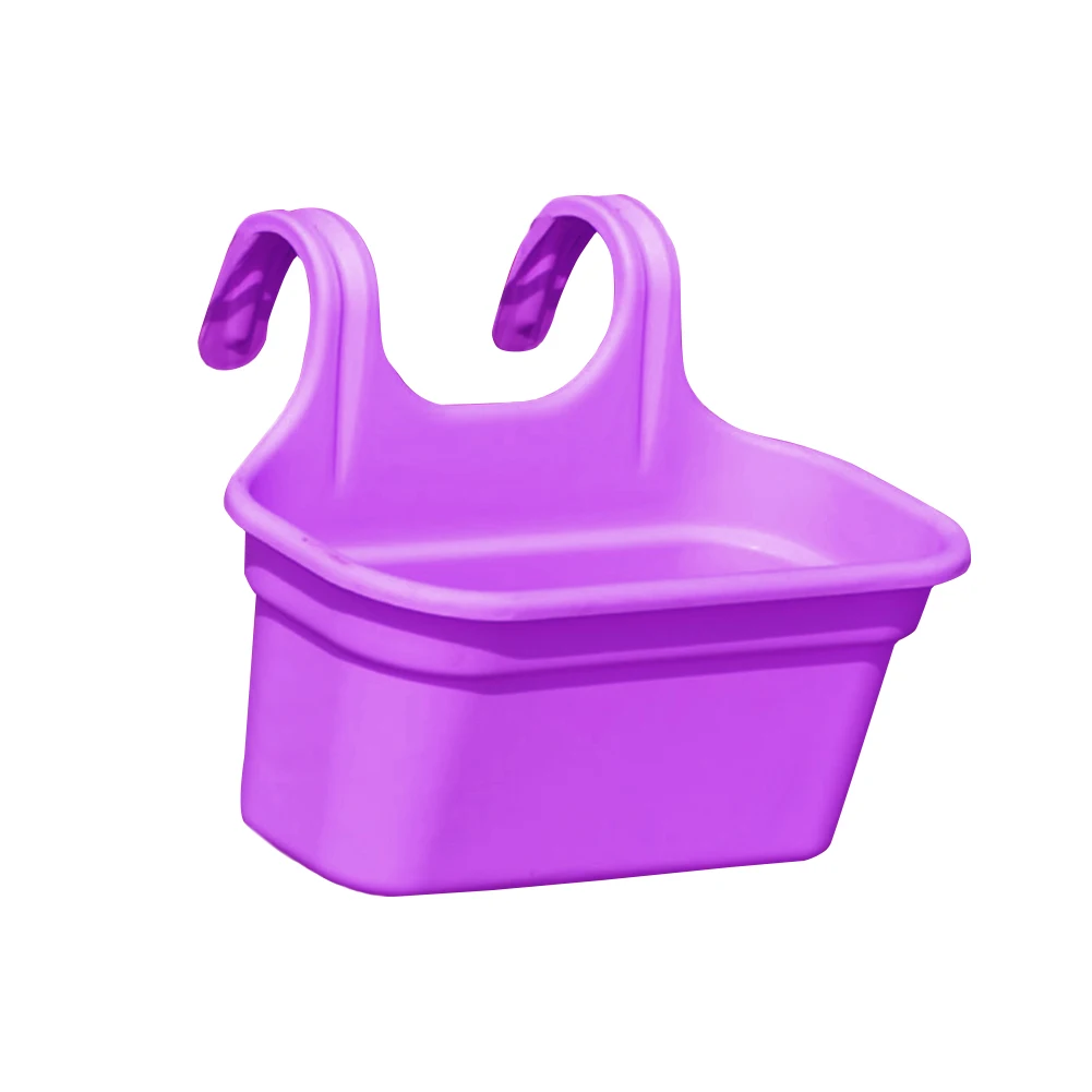 Balcony Outdoor Gifts Double Hook Home Storage Decorative Basket Flower Pot Portable Container Garden Multifunction Wall Hanging - Color: Purple