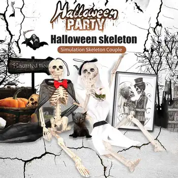 

2pcs/Set Halloween Skeletons Home Decorations Simulation Bride Groom Mini Full Body Human Props Bride Groom Halloween Skeletons