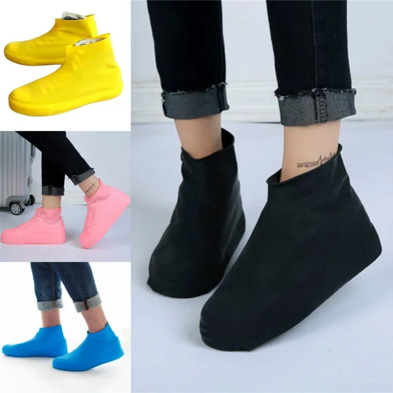 

4 Color Unisex Waterproof Reusable Shoes Raincoat Elastic Latex Insole Boot Cover Rain Snow Non-Slip Shoes Cover For Riding S-L