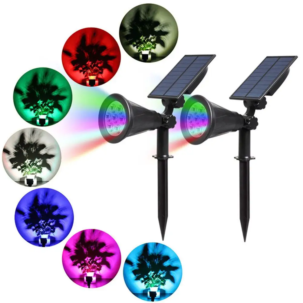 1 шт. 7LED Солнечный свет Красочные Солнечные прожекторы газон пейзаж настенные светильники для открытый внутренний двор лестницы бассейн Сад