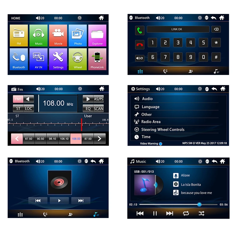 2 Din " Corolla Автомагнитола MP5 Player Зеркальное соединение Bluetooth A2DP Громкая связь USB TF Управление рулевого колеса Головное устройство ISO PHYEE TC7
