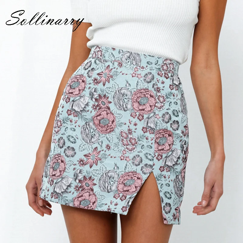 Sollinarry boho Лето 2020 Повседневные мини-юбки женские пляжные цветочные ретро юбки