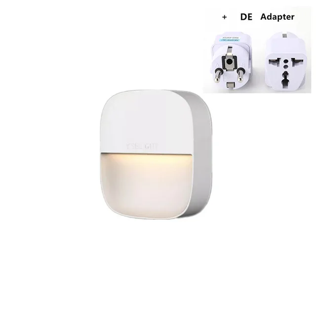 Xiaomi Yeelight квадратный датчик с регулируемым освещением ночник потребление AC220V настенный светильник аварийный для спальни, прихожей дома - Цвет: Add DE Adapter