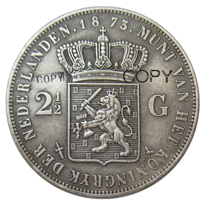 Голландский 21/2 гульден 1873 Посеребренная копия монет