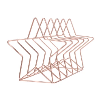 

1pc Creative Book Rack Desktop Star Bookshelf Magazine Storage Shelf Decorative Metal Simple Chic Iron Storage Rack for Office