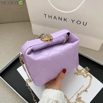 

Fashion Lattice Pattern Crossbody Bag Women Square Leather Chain Shoulder Pouch Youth Ladies Simple Versatile Bag