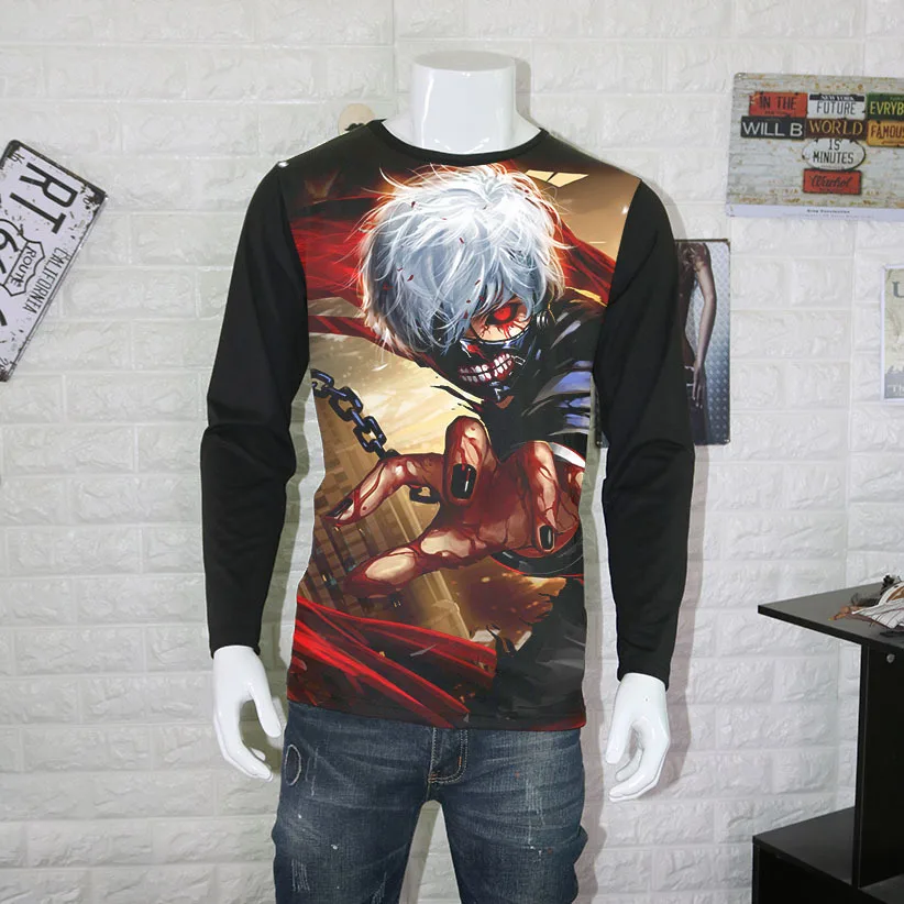 

CX19 Japanese-style Anime Peripheral Tokyo Ghoul Teenager Spring And Autumn Tokyo Ghoul Long Sleeve Printed T-shirt Men's